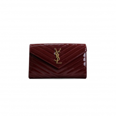 YSL MONOGRAM ENVELOPE CHAIN WALLET IN PATENT LEATHER P964643867 (22.5*14*4cm)